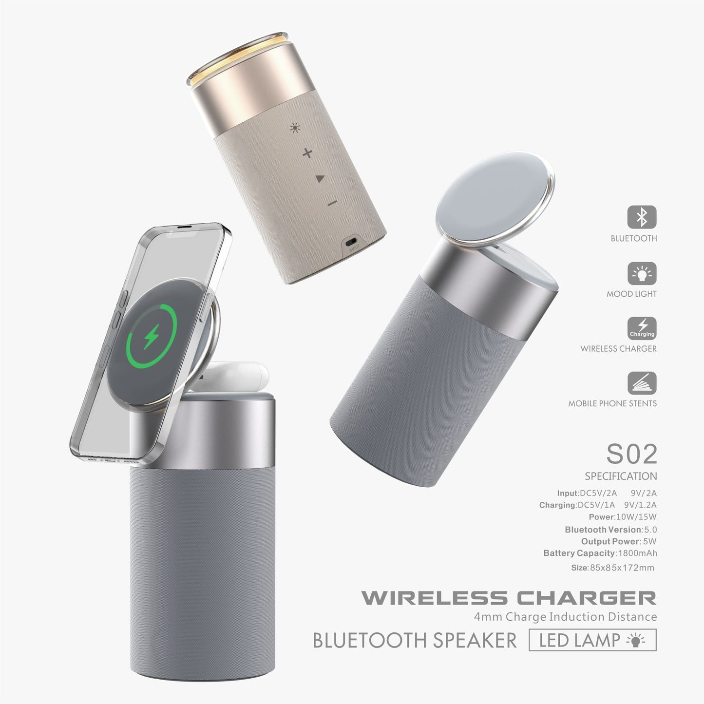 3-In-1 Bluetooth Speaker With Touch Lamp